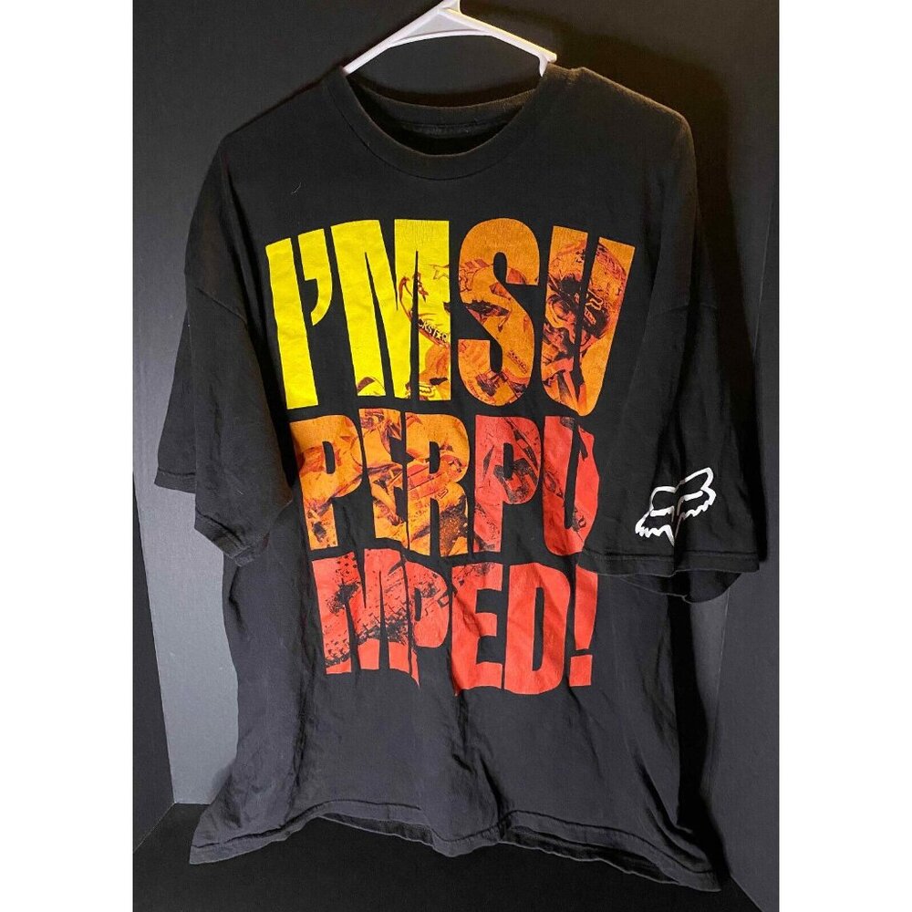 Fox Racing T-Shirt Motorcross I'm Super Pumped! Black Mens 2XL Tee